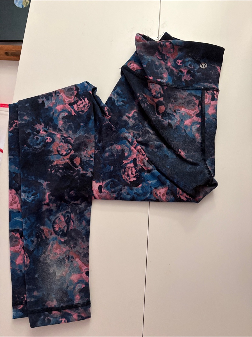 lululemon athletica Navy Tie-Dye Leggings with Pink & Blue Accents